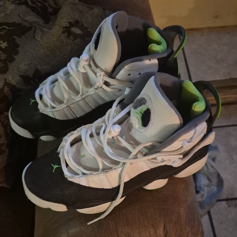 Nike Youth Black, White, and Green Sneakers